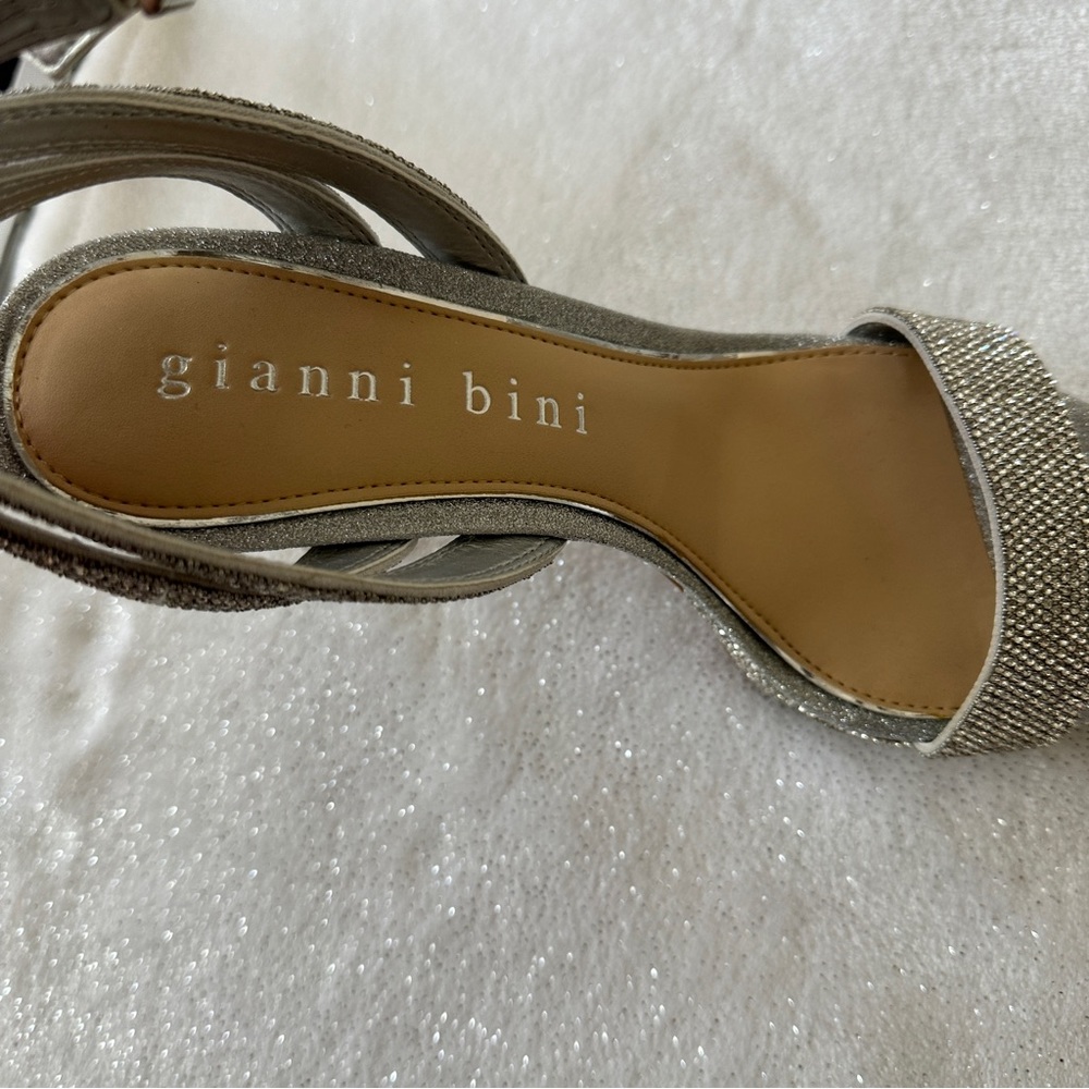 GIANNI BINI Silver Sparkle Heeled Sandals - Picture 9 of 11